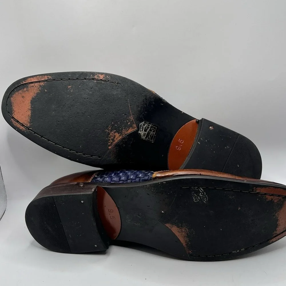 Joseph Abboud Giorgio Brown/Navy Leather Wing Tip Dress Shoe Mens‎ Size US 9.5